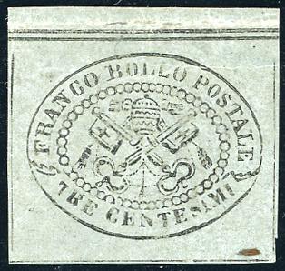 1867 - 3 cent. grigio (15), bordo ... 