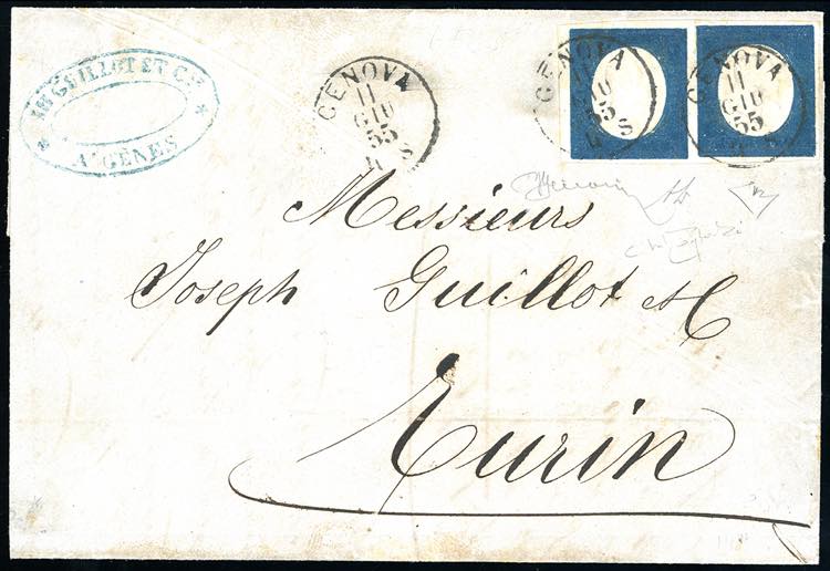 1855 - 20 cent. indaco (8c), ... 