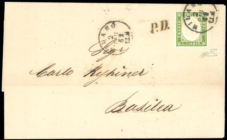 1862 - 5 cent. verde giallastro ... 