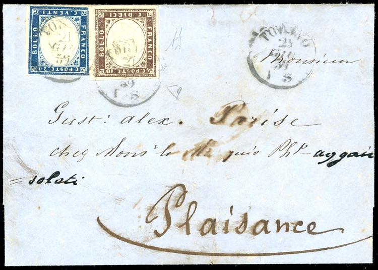 1859 - 10 cent. bruno grigiastro, ... 