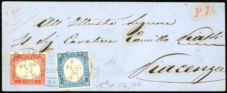 1857 - 20 cent. celeste vivace, ... 