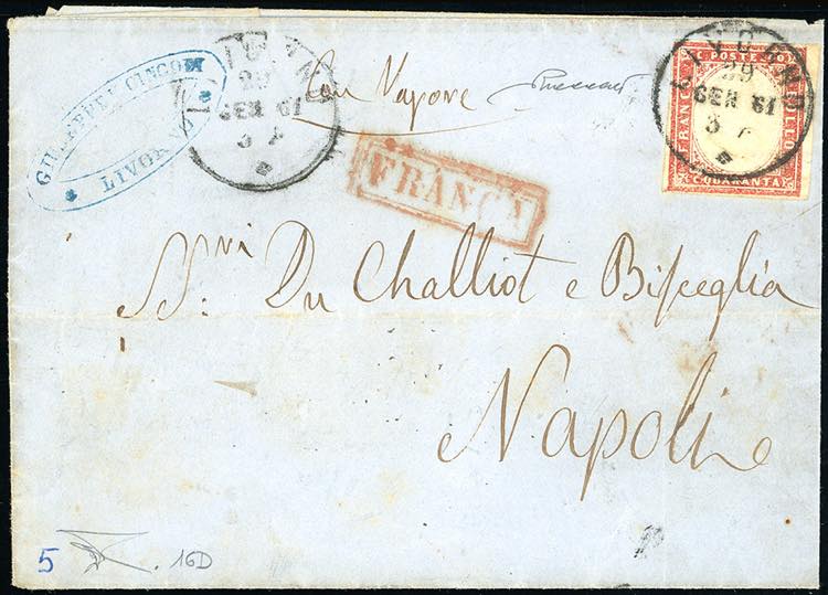 1861 - 40 cent. rosa carminio ... 