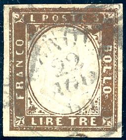 1861 - 3 lire rame scuro (18Aa), ... 