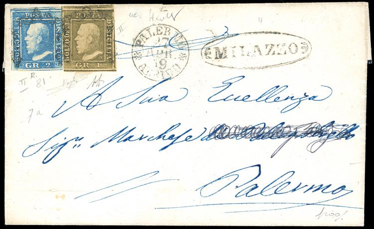 1859 - 2 grana azzurro, II tavola, ... 