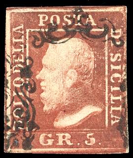 1859 - 5 grana rosso brunastro, I ... 