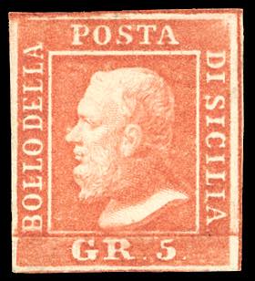 1859 - 5 grana vermiglio, I tavola ... 