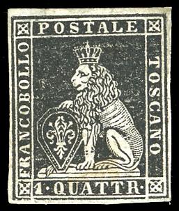 1851 - 1 quattrino nero su grigio ... 