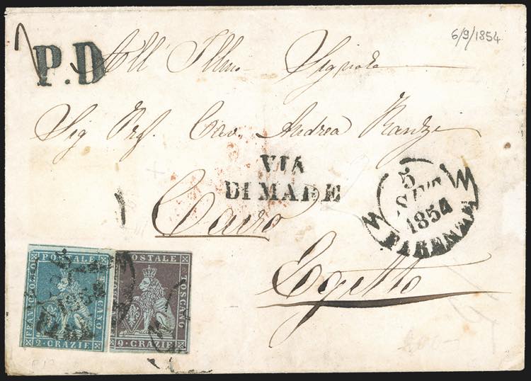 1854 - 2 crazie azzurro chiaro su ... 