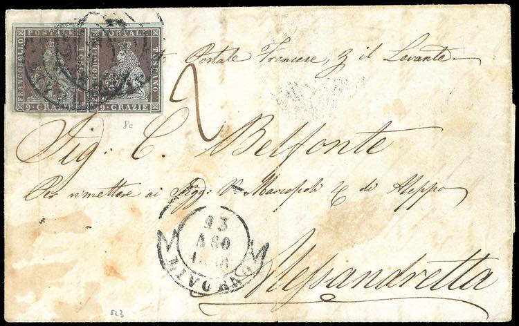 1856 - 9 crazie azzurro violaceo ... 