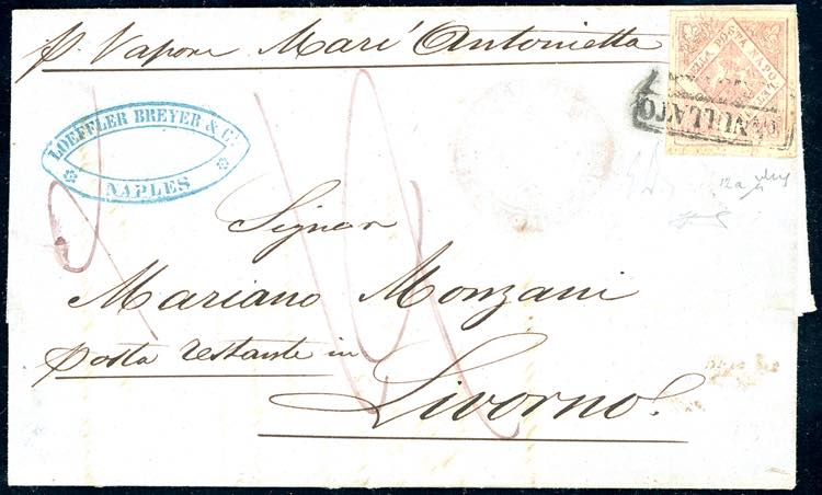1858 - 20 grana rosa lillaceo, I ... 
