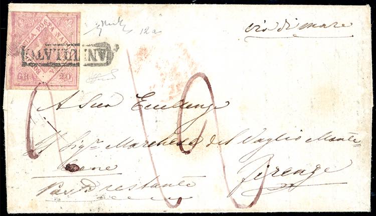 1858 - 20 grana rosa lillaceo, I ... 