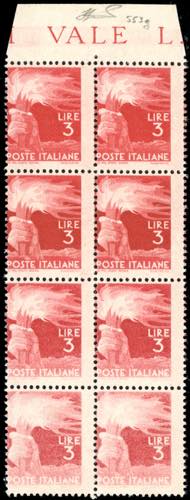 1945 - 3 lire Democratica, blocco ... 