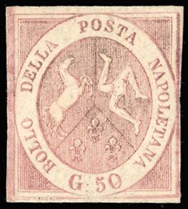 1858 - 50 grana rosa brunastro ... 