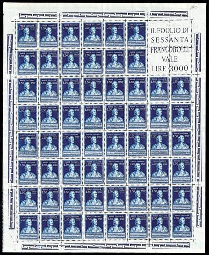 1949 - 50 lire Volta (612), foglio ... 