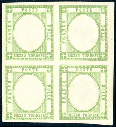 1861 - 1/2 tornese verde, blocco ... 