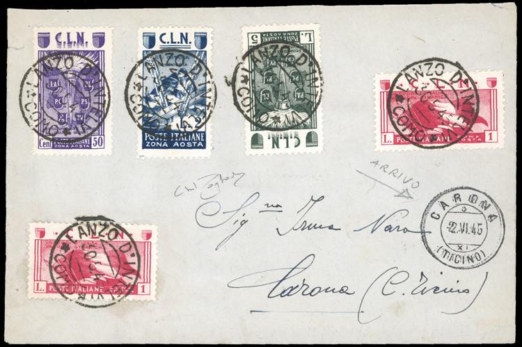 AOSTA 1945 - 50 cent., 1 lira due ... 