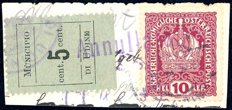 UDINE 1918 - 5 c. nero, accento ... 