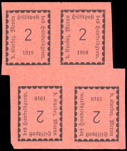 MERANO 1918 - 2 h. rosa, blocco di ... 