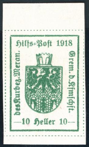 MERANO 1918 - 10 h. verde, COLORE ... 