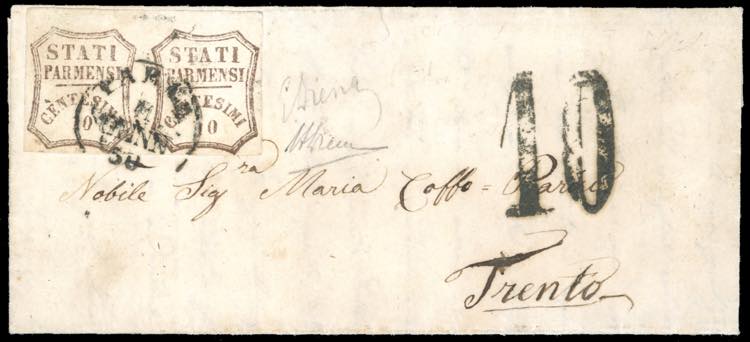 1860 - 10 cent. bruno, cifra 1 ... 