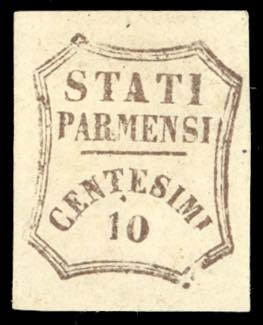 1859 - 10 cent. bruno grigiastro, ... 