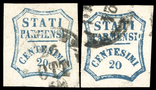 1859 - 20 cent. azzurro, due ... 