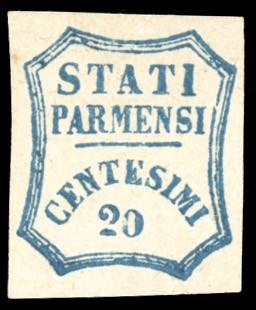 1859 - 20 cent. azzurro 0 grasso ... 