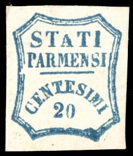 1859 - 20 cent. azzurro, varietà ... 