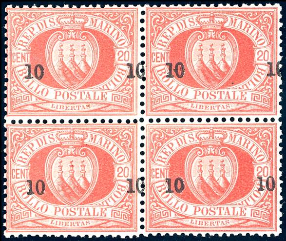 1892 - 10 cent. su 20 cent. (11), ... 