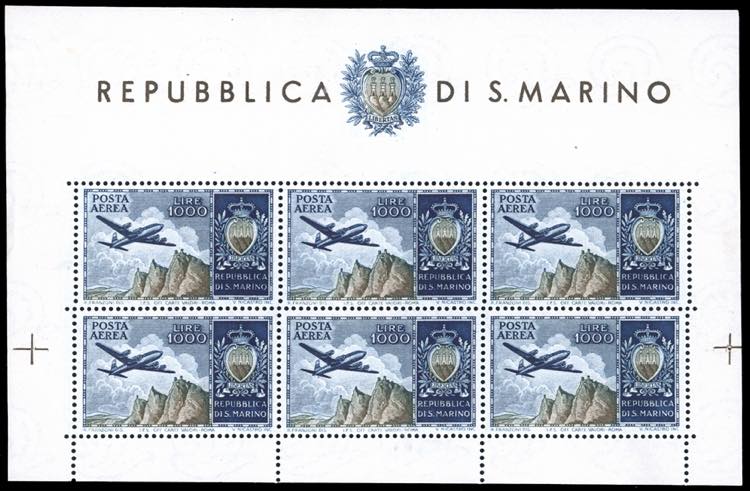 1954 - 1.000 lire Aereo, foglietto ... 