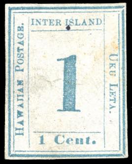 HAWAI 1859 - 1 cent. azzurro, ... 