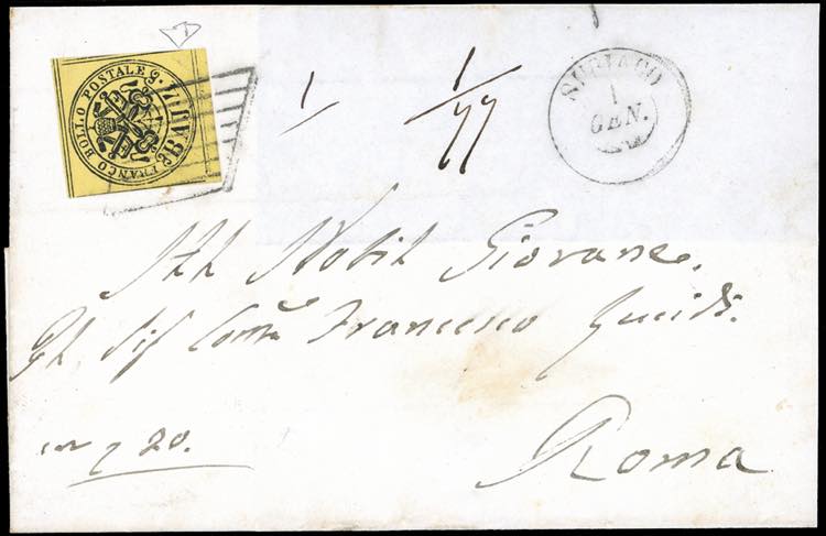 1864 - 4 baj giallo (5A), bordo di ... 