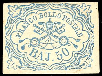 1852 - 50 baj azzurro (10), nuovo, ... 