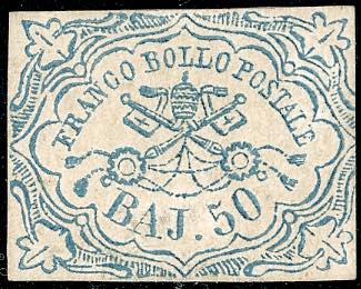 1852 - 50 baj azzurro (10), nuovo ... 