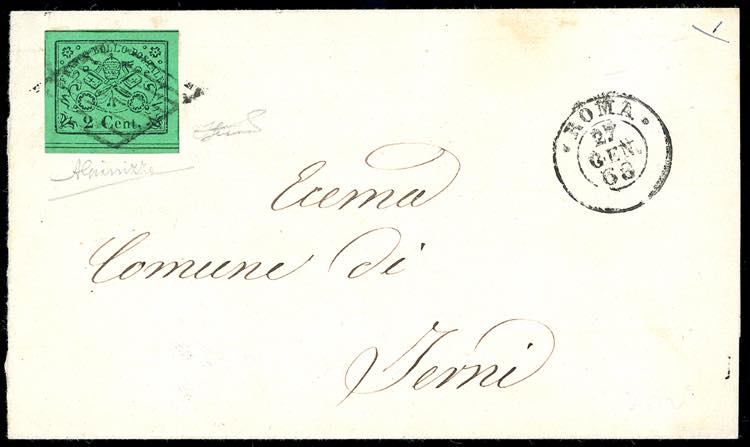 1868 - 2 cent. verde giallo (13), ... 