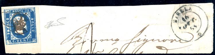 1853 - 20 cent. azzurro (2), ben ... 