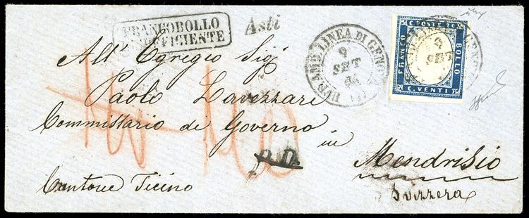 1861 - 20 cent. (15C), sfiorato in ... 