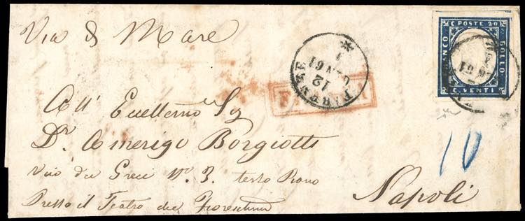 1861 - 20 cent. azzurro scurissimo ... 