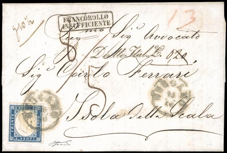 1861 - 20 cent. celeste grigistro ... 