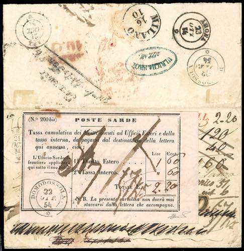 1854 - Lettera non affrancata da ... 