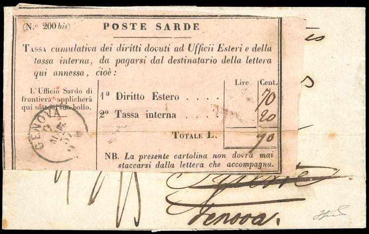 1857 - Lettera non affrancata da ... 