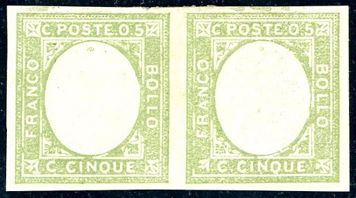 1861 - 5 cent. verde giallo, non ... 