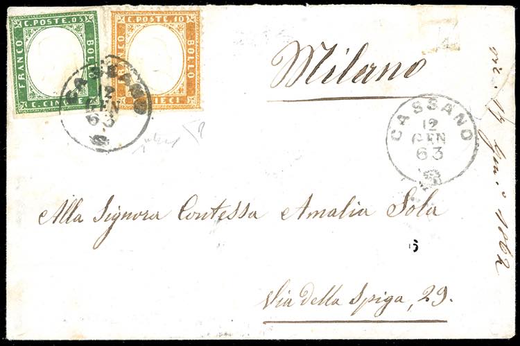 1863 - 10 cent. arancio ocra, non ... 