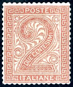 1865 - 2 cent. bruno rosso, De La ... 