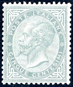 1863 - 5 cent. grigio verde, De La ... 