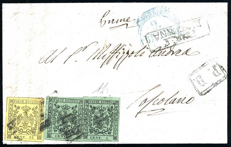 1856 - 5 cent. verde oliva, due ... 