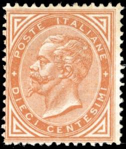 1863 - 10 cent. ocra arancio, De ... 