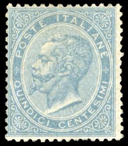 1863 - 15 cent. celeste chiaro, De ... 