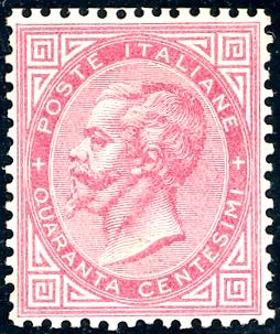 1863 - 40 cent. rosa carminio, De ... 