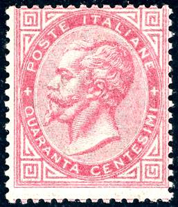 1865 - 40 cent. rosa carminio, De ... 
